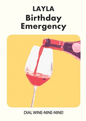 Retro Illustration Of A Glass Of Wine Birthday Card