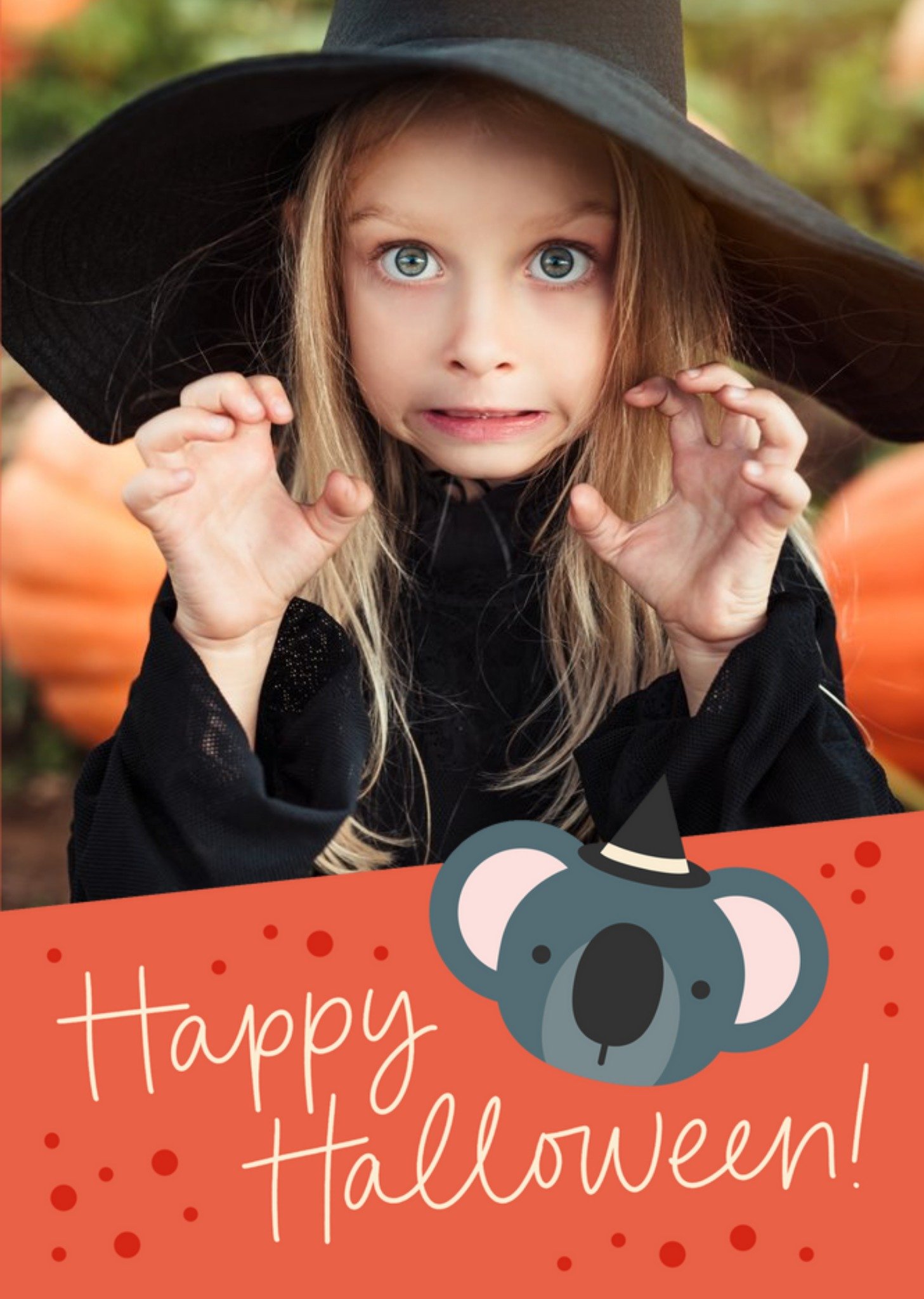 Scatterbrain Illustrated Koala Photo Upload Halloween Card Ecard