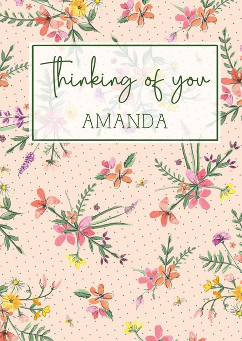 Traditional Illustrated Floral Thinking Of You Card