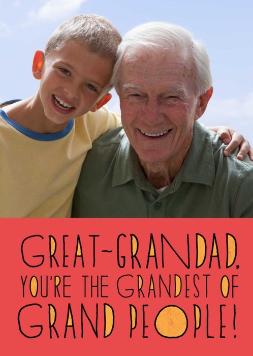 Fun Typography On A Red Panel Great Grandad Photo Upload Birthday Card 