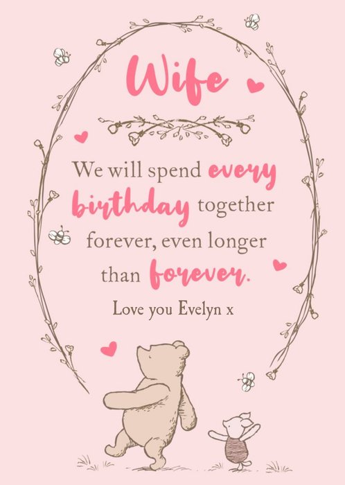 Winnie The Pooh Wife We Will Spend Every Birthday Together Card