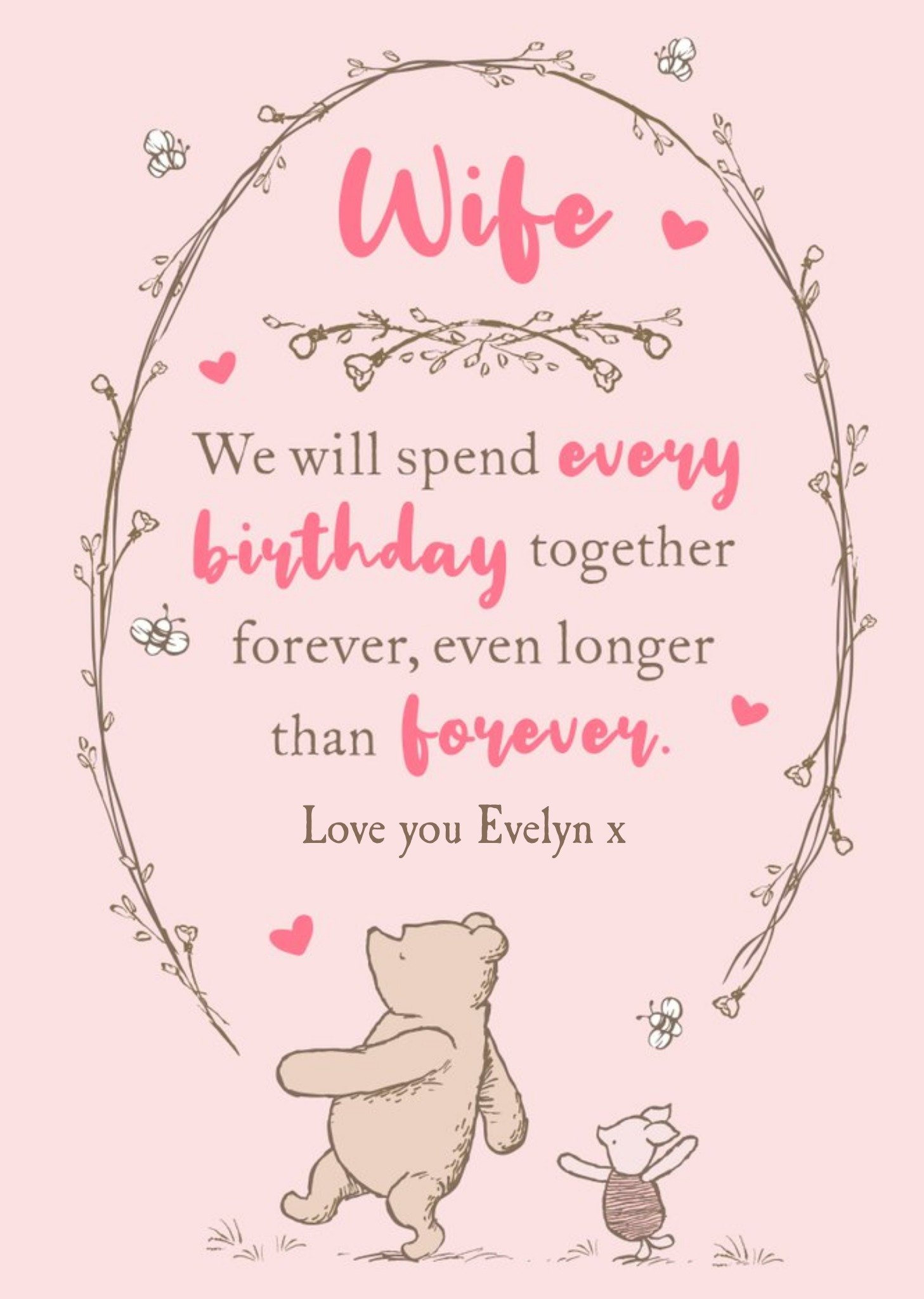 Winnie The Pooh Wife We Will Spend Every Birthday Together Card Ecard