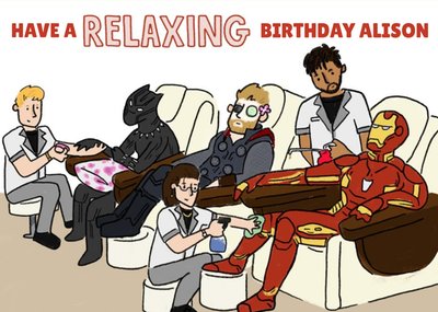 Marvel Comics Superhero Avengers relax funny birthday card