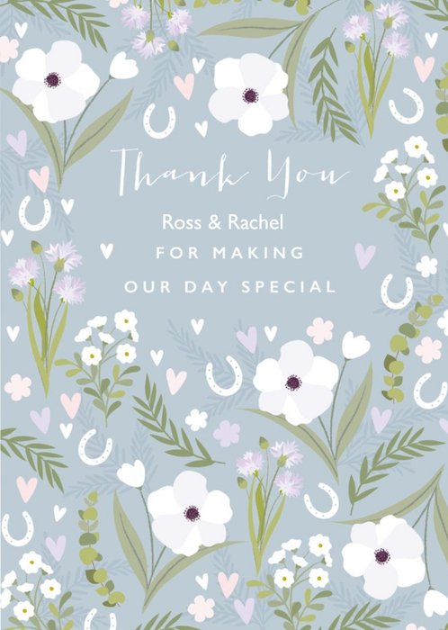 Illustrated Flowers Thank You Wedding Card