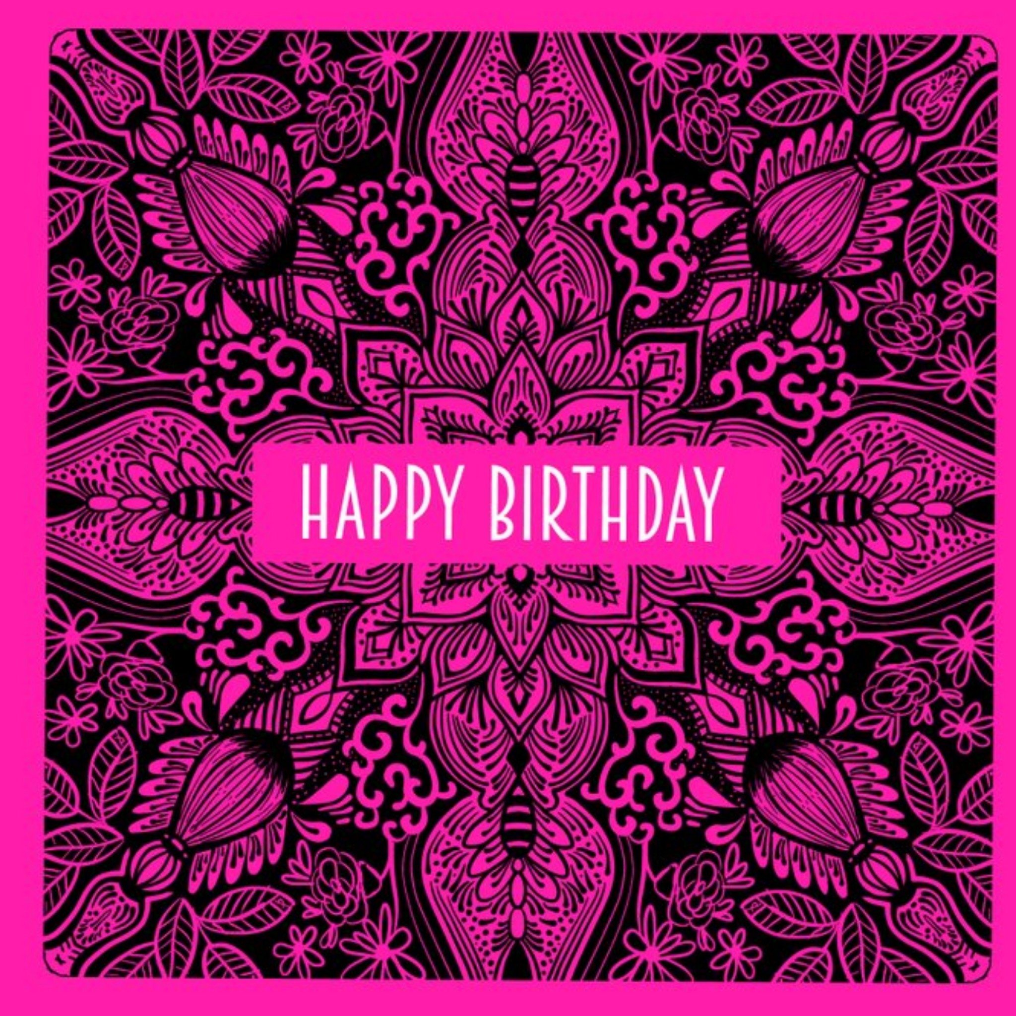 Moonpig Roshah Designs Illustrated Mandala Pattern Birthday Pink Card, Large
