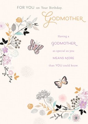 GUK Floral Illustrated Godmother Birthday Card