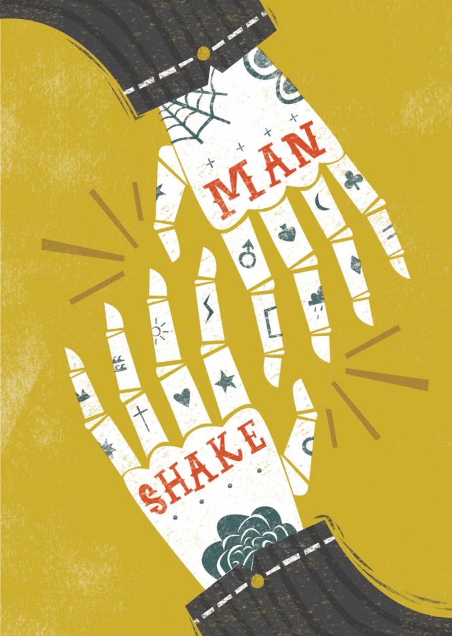 Moonpig Birthday Card - Male Birthday - Man Shake - Handshake - Skeleton, Large
