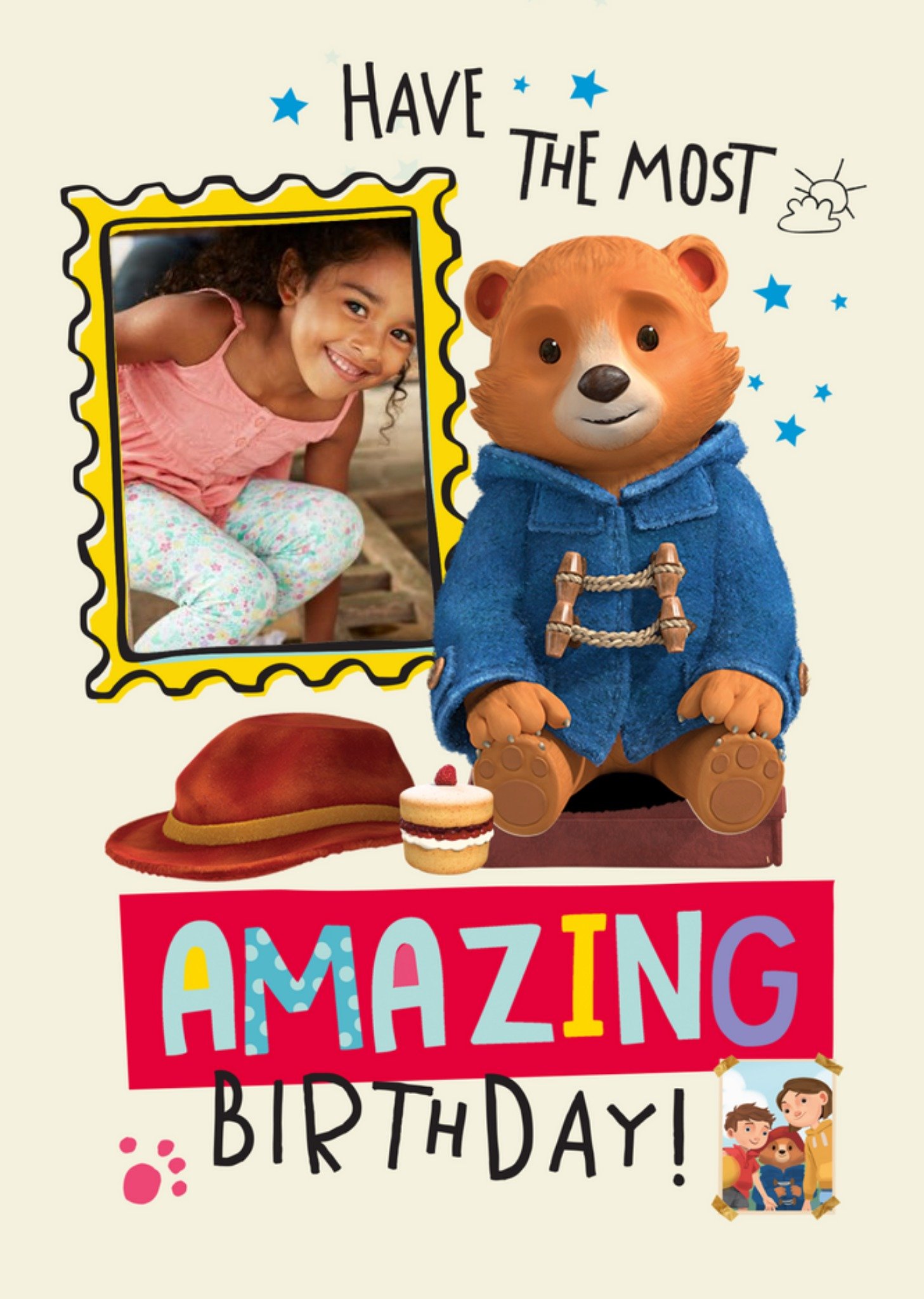 Paddington Bear Amazing Birthday Photo Upload Card, Large