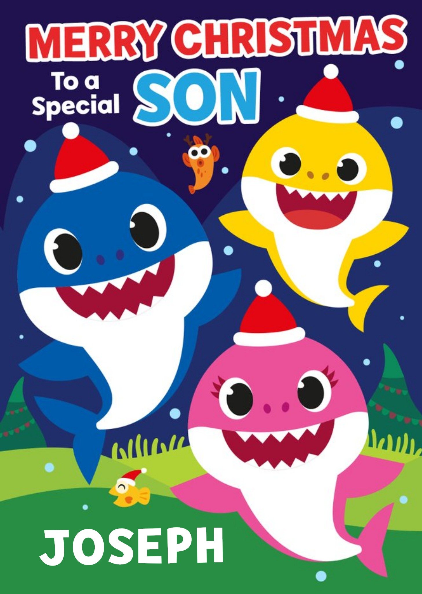 Baby Shark Special Son Christmas Card, Large