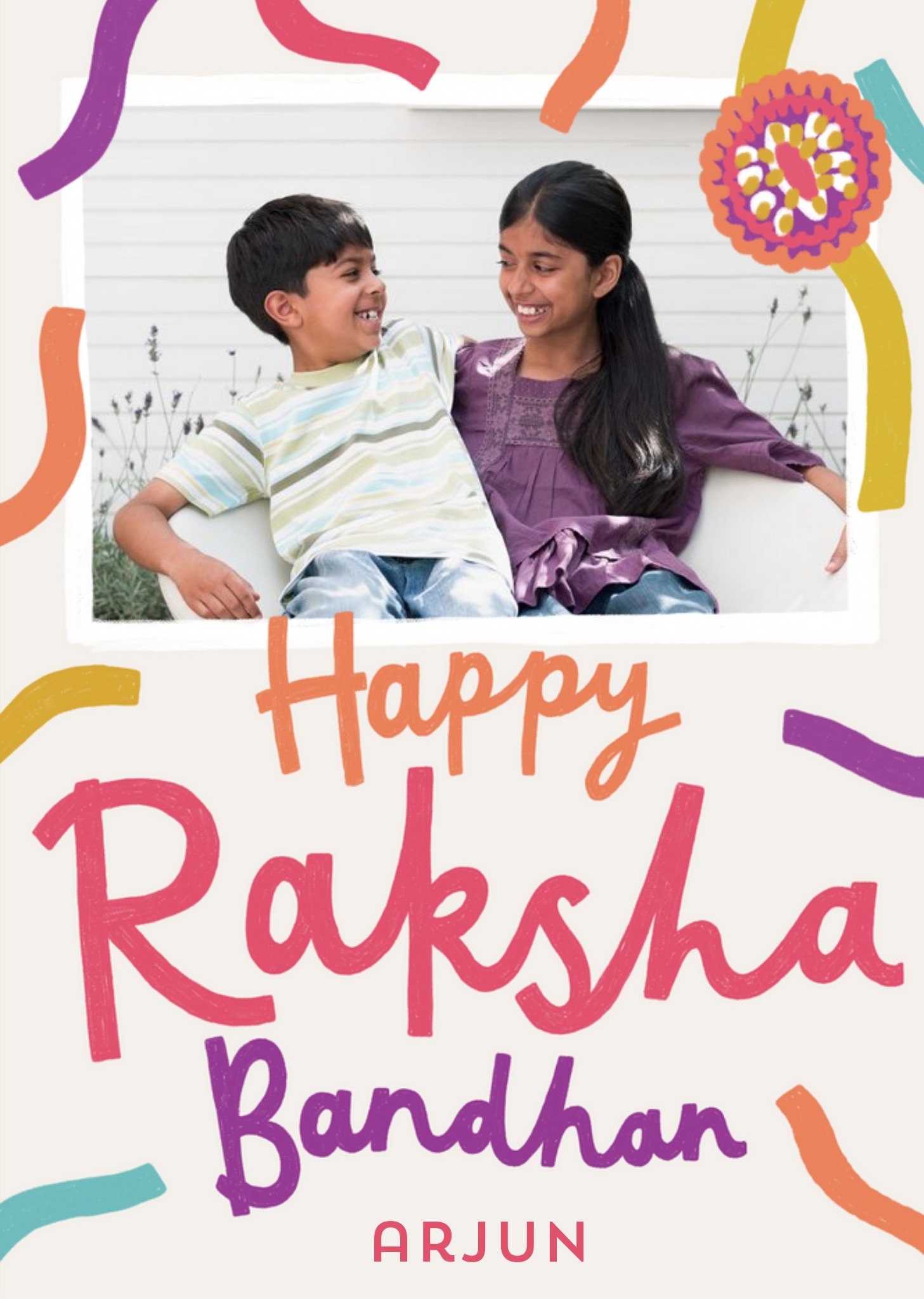 Fun Bright Happy Raksha Bandhan Photo Upload Card Ecard