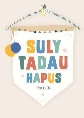 Colourful Welsh Typography On A Bunting Father's Day Card