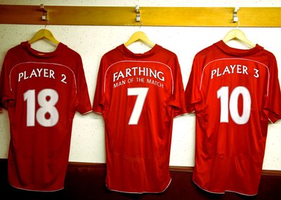 Red Football Shirts In A Changing Room Personalised Happy Birthday Card