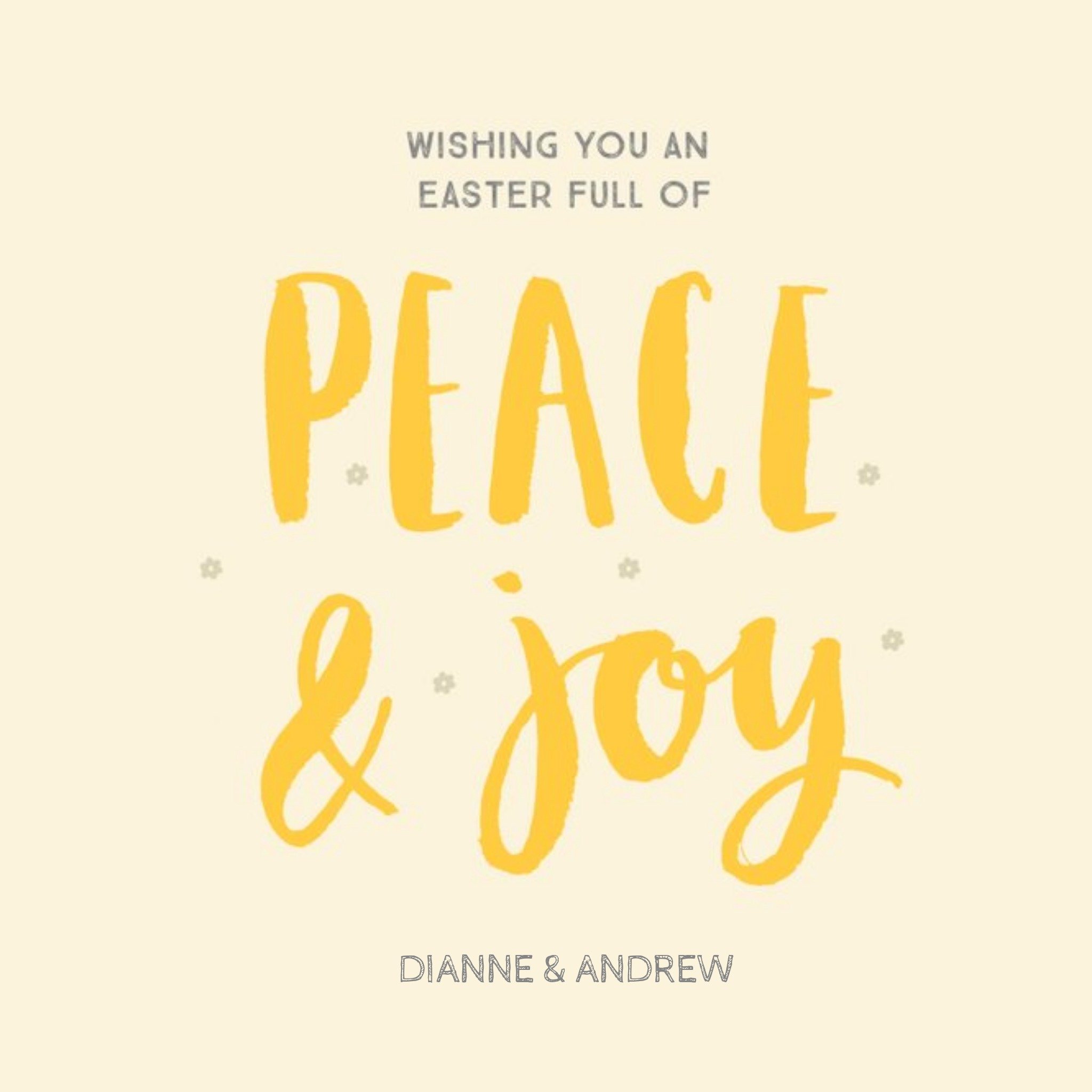 Peace And Joy Personalised Easter Card, Square