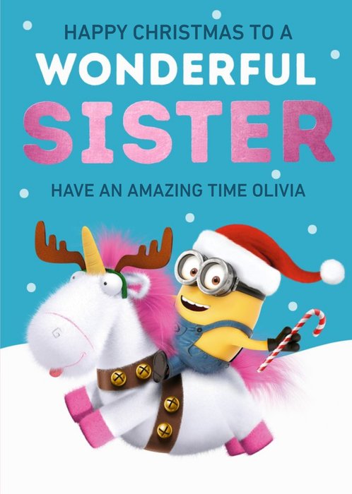 Despicable Me Christmas Card To A Wonderful Sister