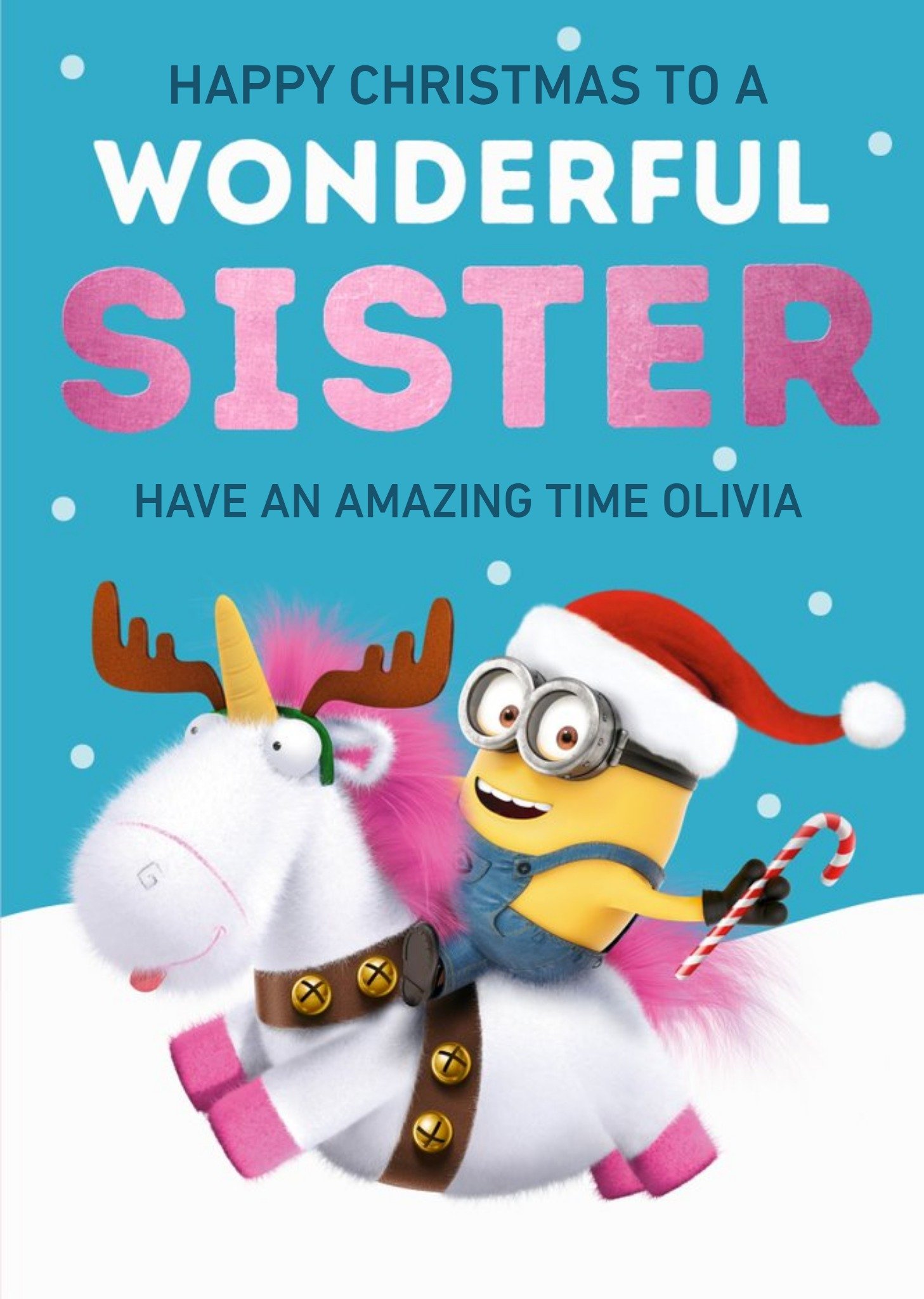 Despicable Me Christmas Card To A Wonderful Sister, Large