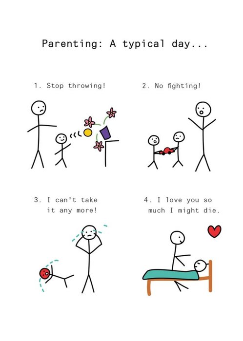 Typical Day Parenting Stick Man Card
