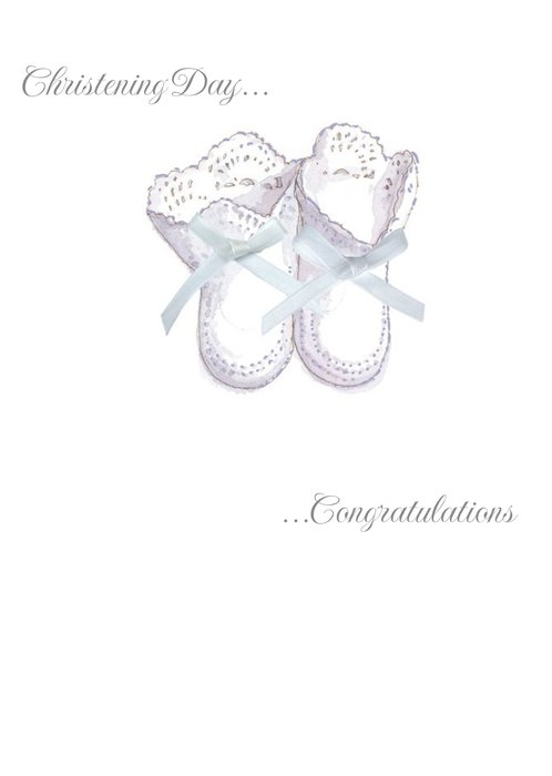 Pink Booties Personalised Christening Day Card