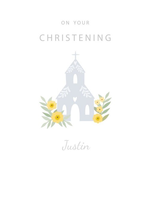 Cute Illustrative Church Christening Card