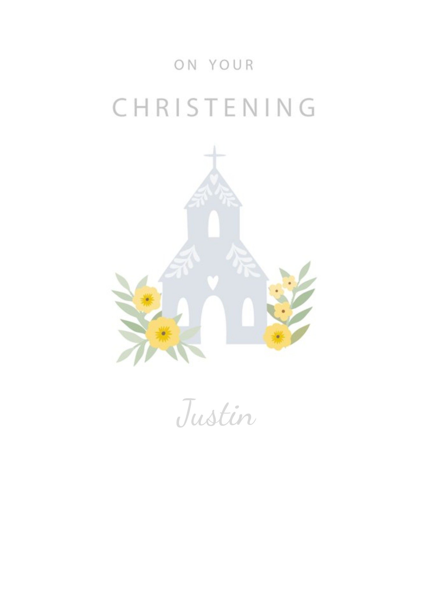 Cute Illustrative Church Christening Card Ecard