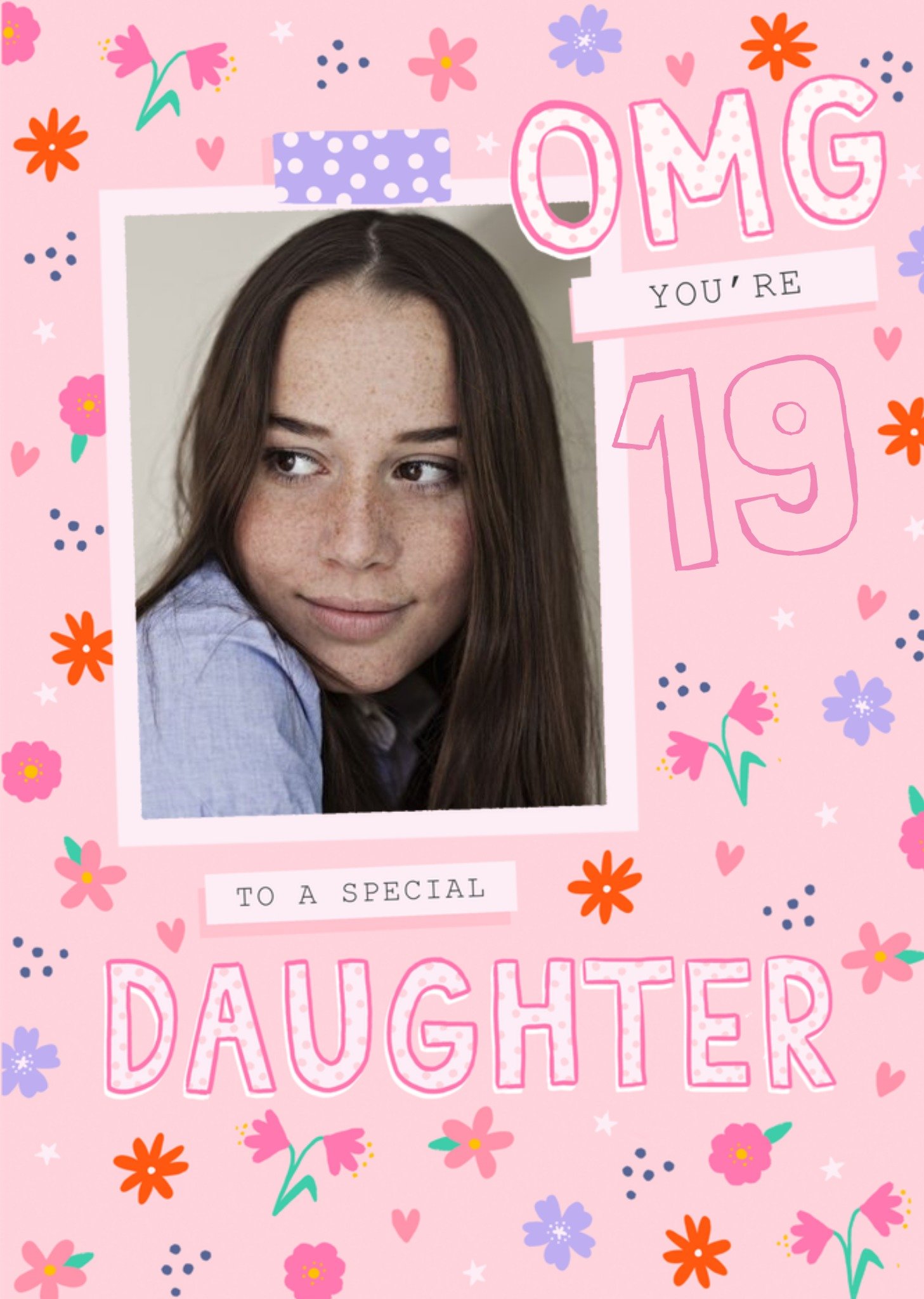 Moonpig Omg To A Special Daughter Personalise Age Photo Upload Birthday Card, Large