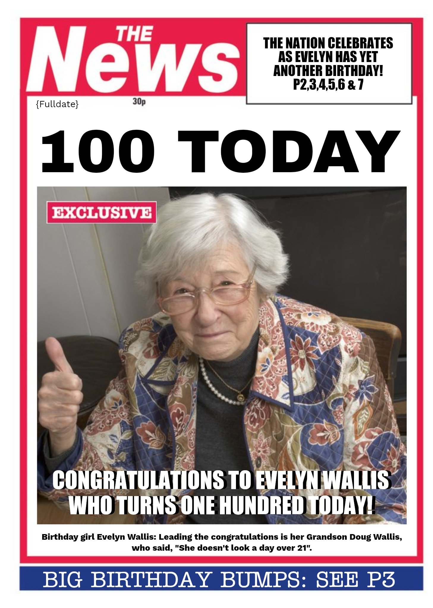 Moonpig Newspaper Headline 100 Today Personalised Photo Upload Happy Birthday Card Ecard
