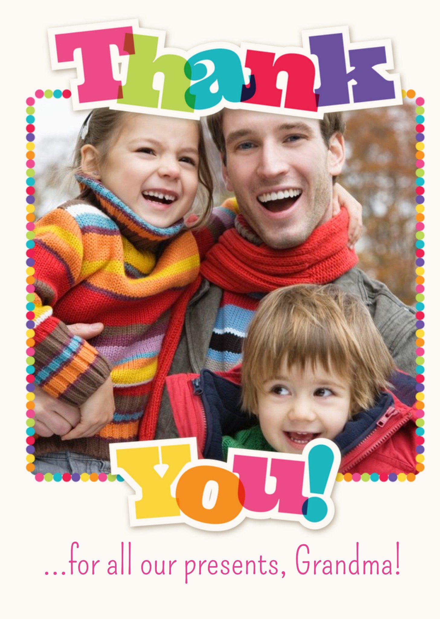 Rainbow Letters Family Photo Upload Christmas Thank You Card Ecard