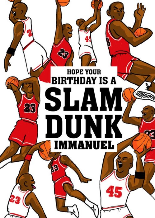 Michael Jordan Basketball Slam Dunk Birthday Card