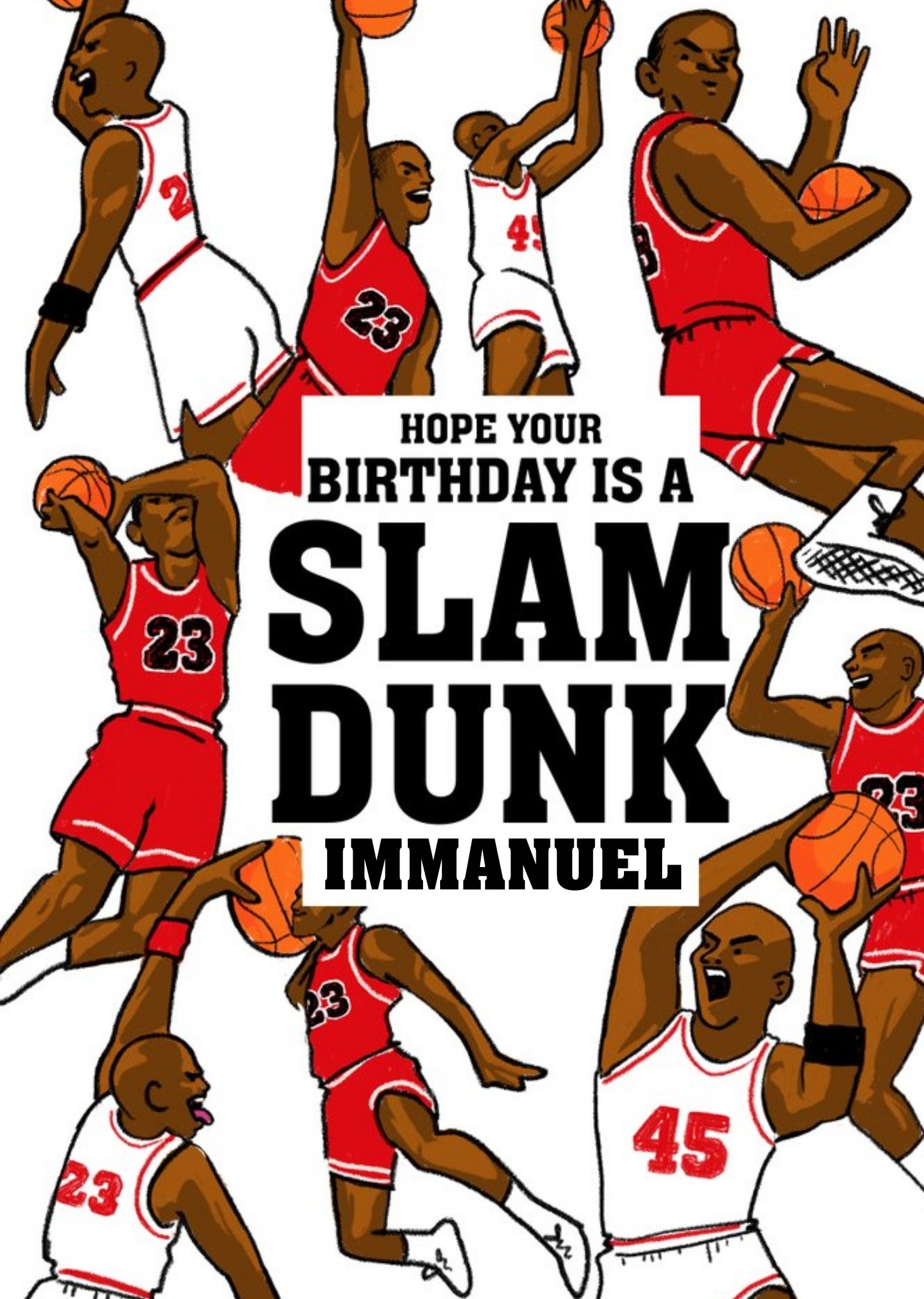 Moonpig Michael Jordan Basketball Slam Dunk Birthday Card, Large