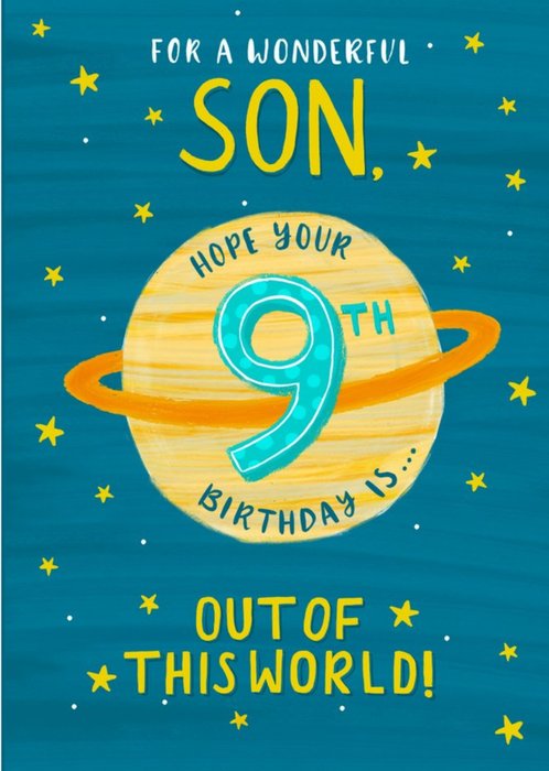 Cute Illustration Planet For A Wonderful Son Hope Youre 9th Birthday Is Out Of This World