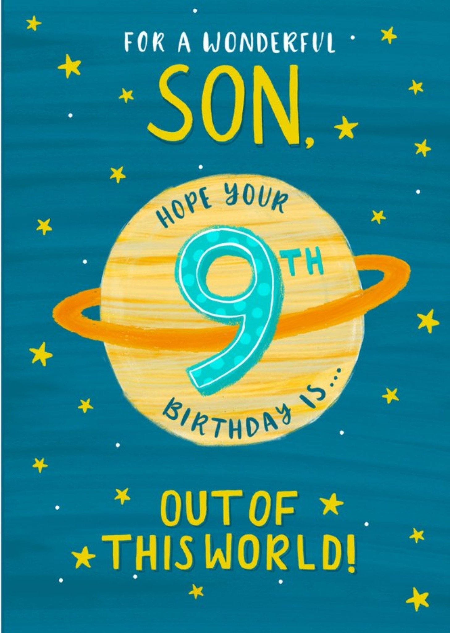 Cute Illustration Planet For A Wonderful Son Hope Youre 9th Birthday Is Out Of this World