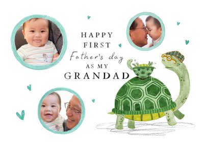 First Father's Day Turtle Illustration Photo Upload Card