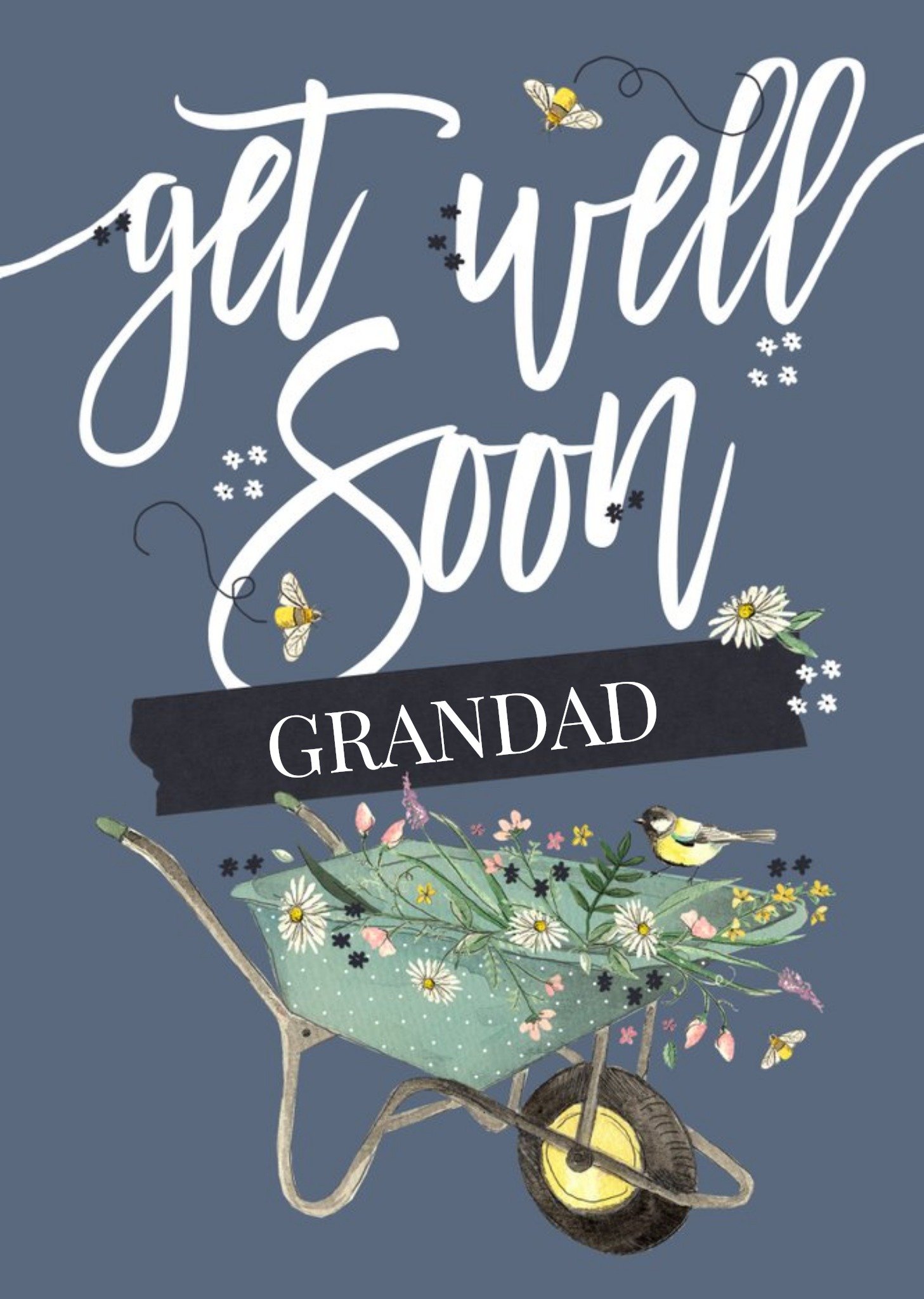 Okey Dokey Design Get Well Soon Grandad Illustrated Wheelbarrow Card Ecard