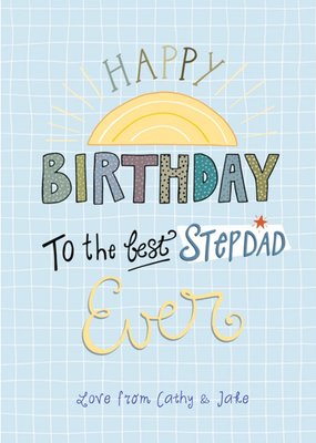 Funny Side Up Illustrated Retro Step Dad Birthday Colourful Card
