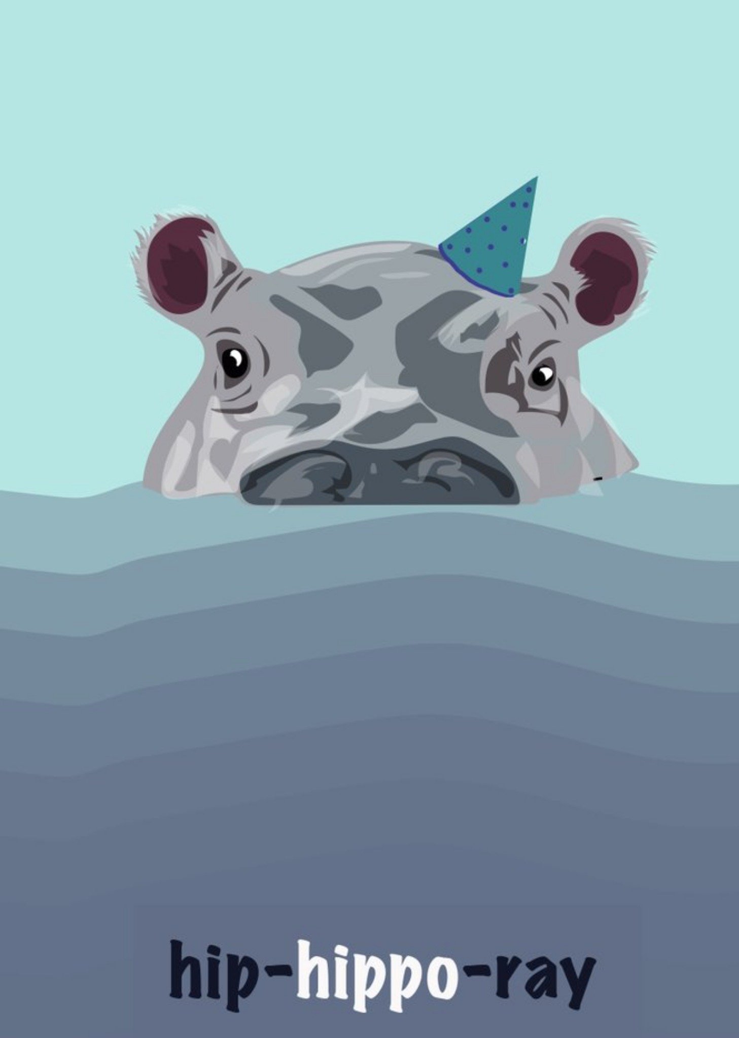 Illustrated Hip Hippo Ray Card Ecard