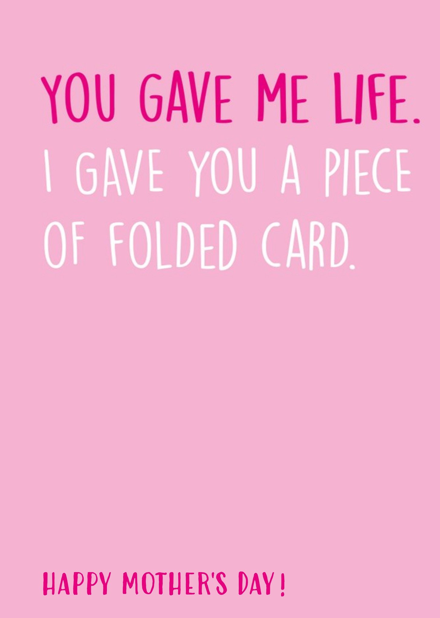 Moonpig Funny Gift Of Life Vs Folded Card Mother's Day Card, Large