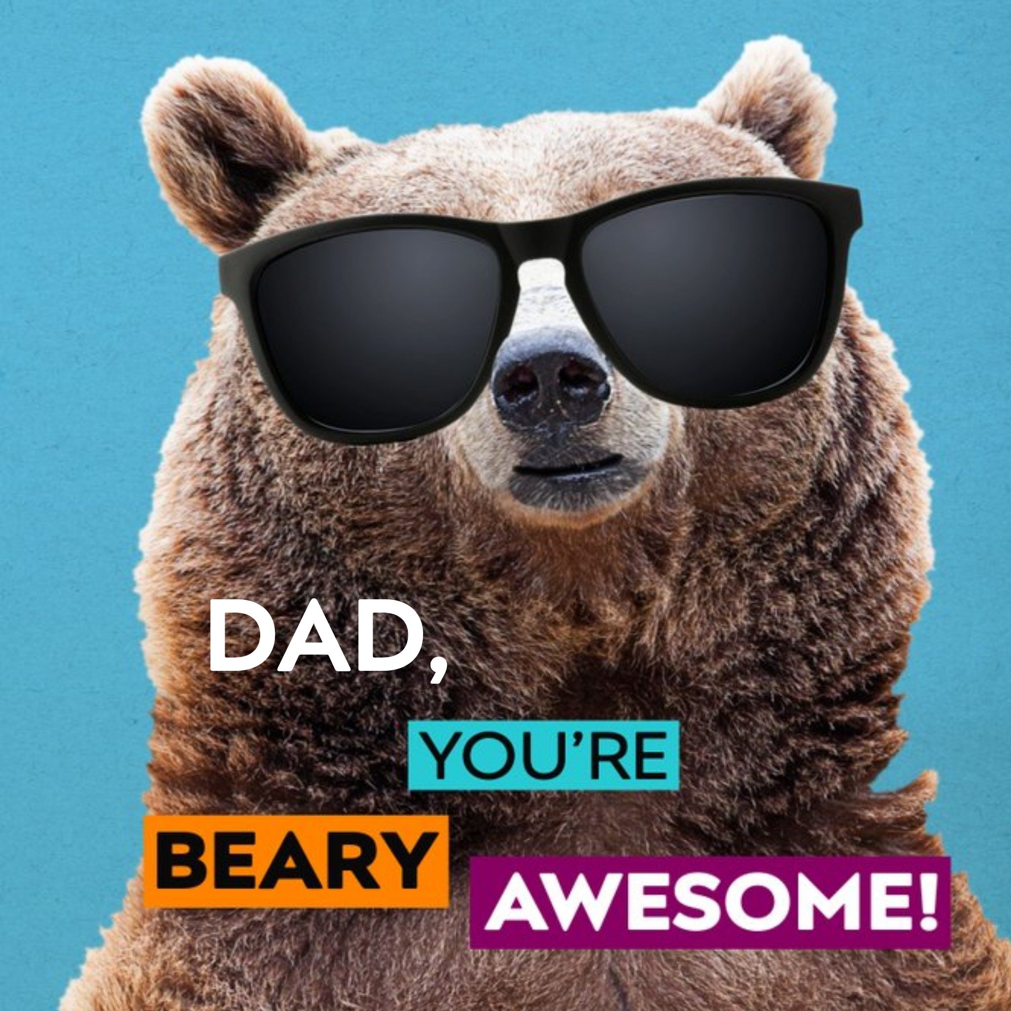 Dad, You're Beary Awesome Father's Day Card, Square