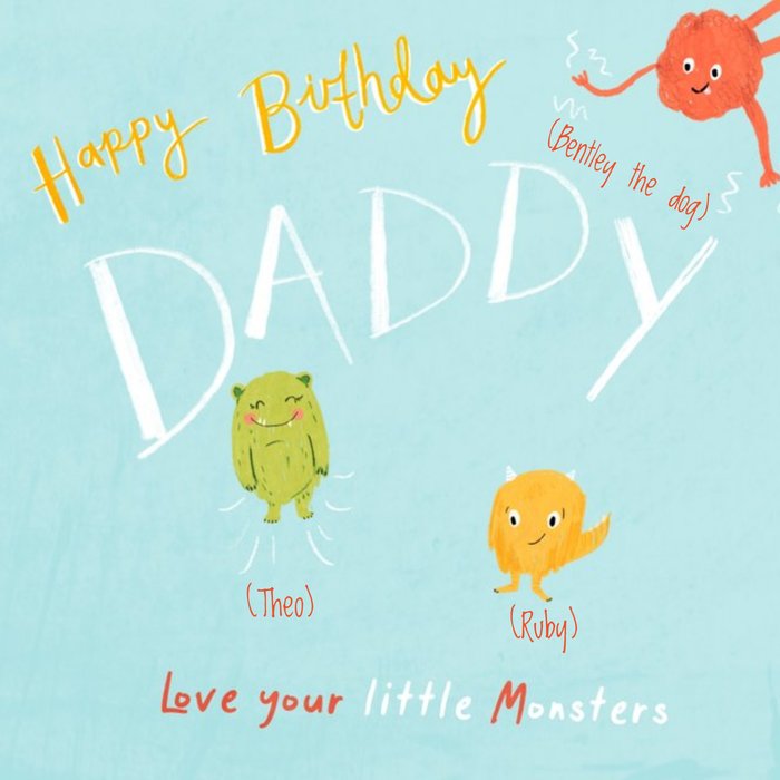 Katie Hickey Illustrations Funny Monsters Kids Dad Birthday Card