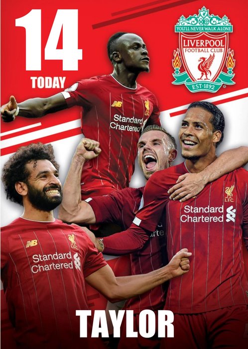 Liverpool FC Football Club 14 Today Birthday Card