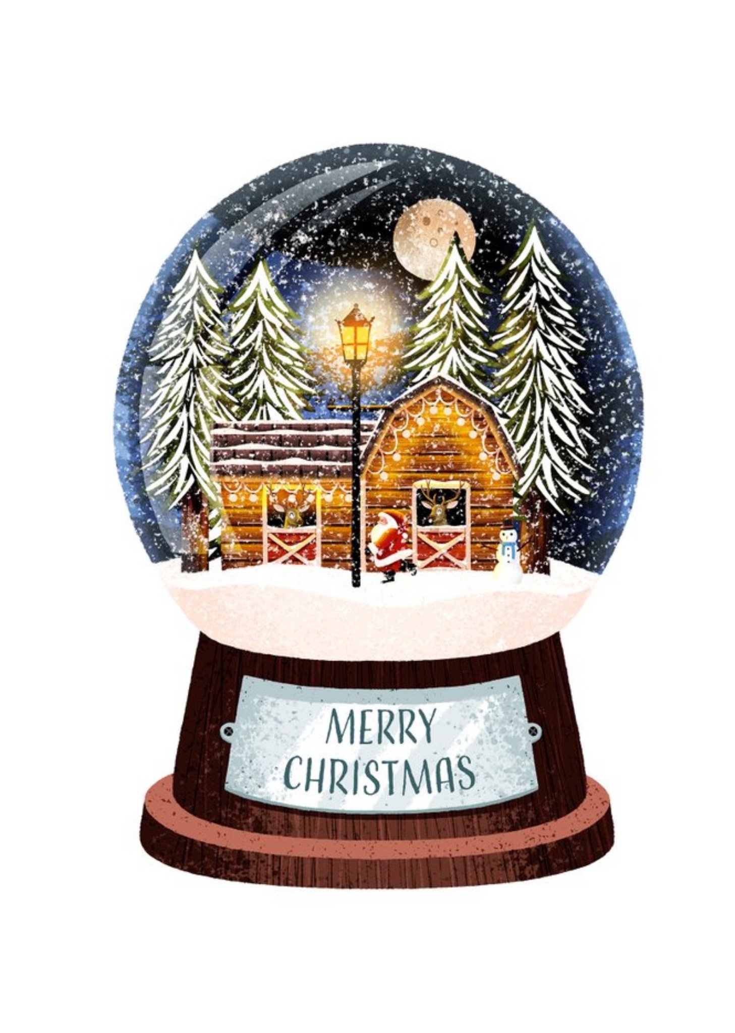 Other Folio Merry Christmas Snow Globe Card, Large
