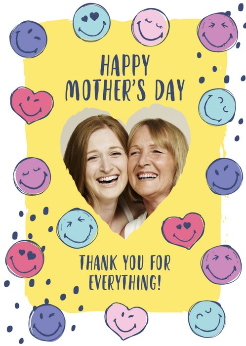 Smiley World Me and You Love Heart Photo Upload Mothers Day Card