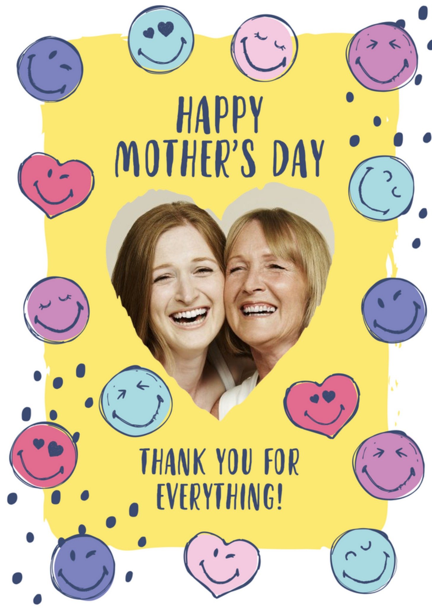 Smiley World Me And You Love Heart Photo Upload Mothers Day Card