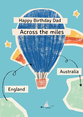 Long Distance Across The Miles Hand Printed Birthday Card
