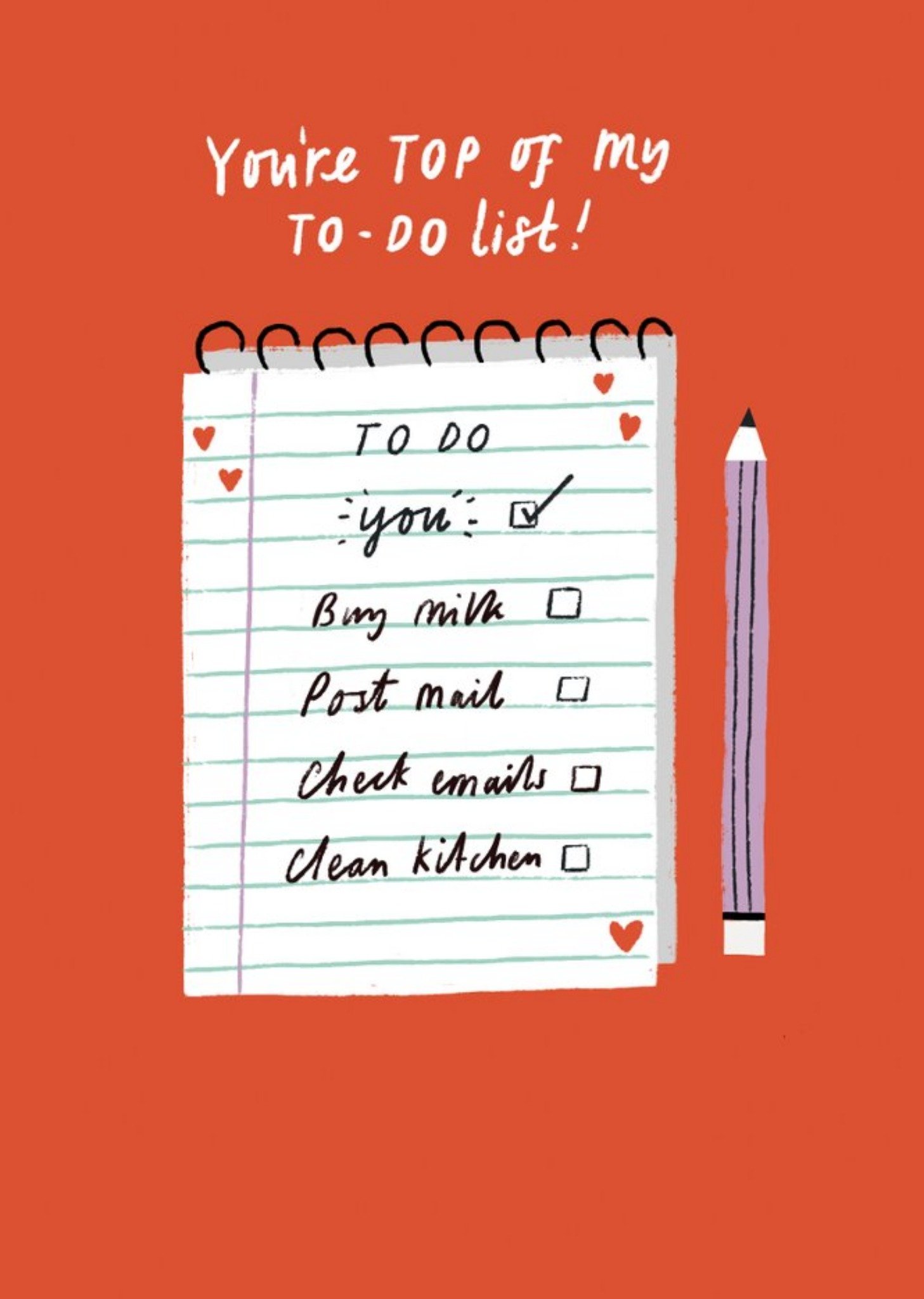 Moonpig You're Top Of My To Do List Cute Card, Large