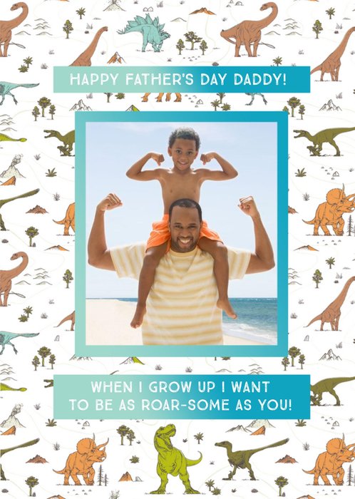 Cartoon Dinosaurs Be As Roar-Some As You Father's Day Photo Card