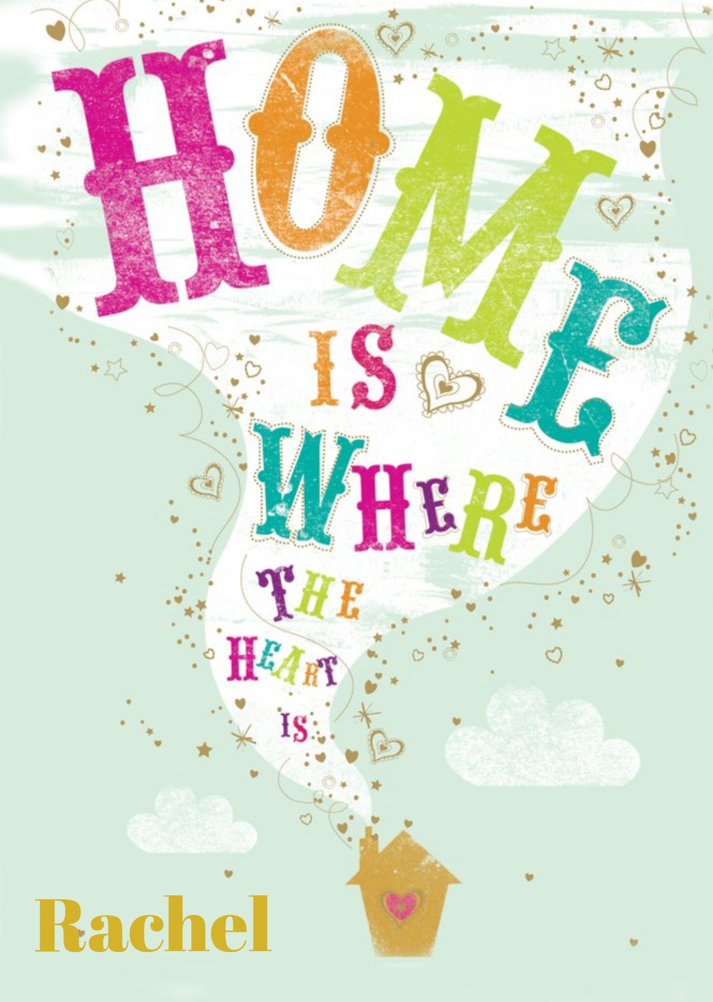 Ling Design Colourful Lettering Home Is Where The Heart Is Personalised Greetings Card Ecard