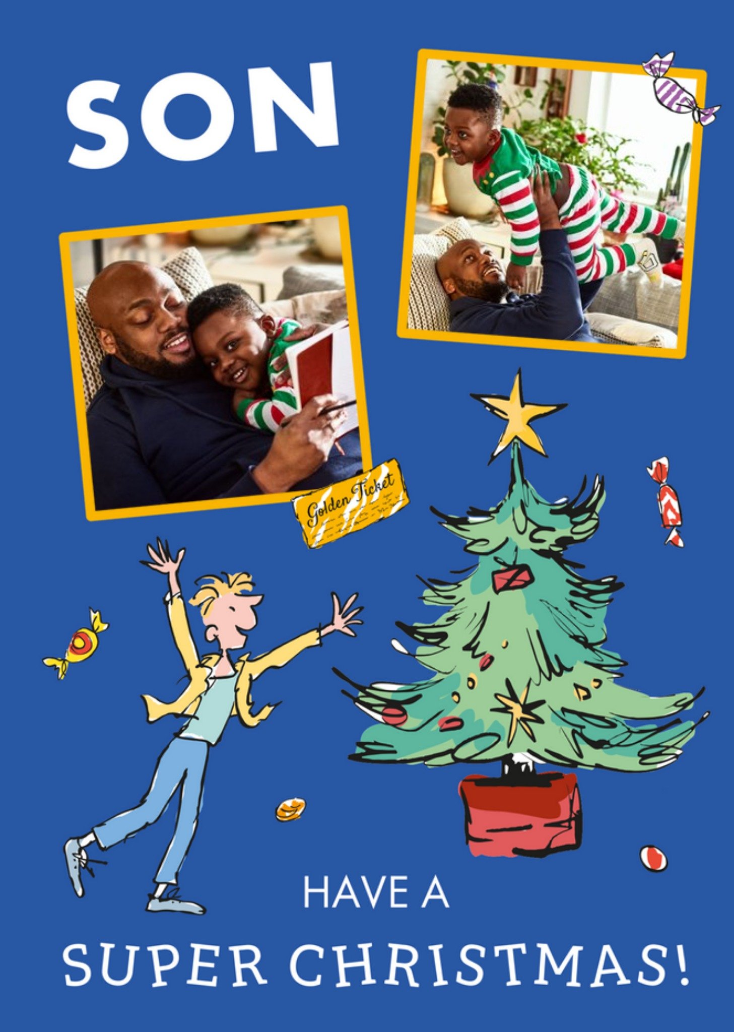 Roald Dahl Son Super Christmas Photo Upload Card Ecard