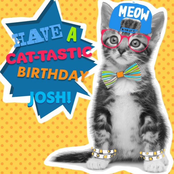 Have A Cat-Tastic Birthday Personalised Name Card