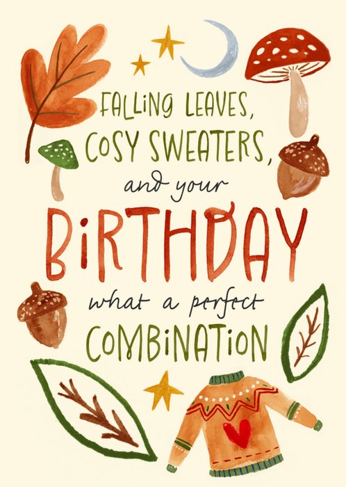 Falling Leaves Cosy Sweaters And Your Birthday Card