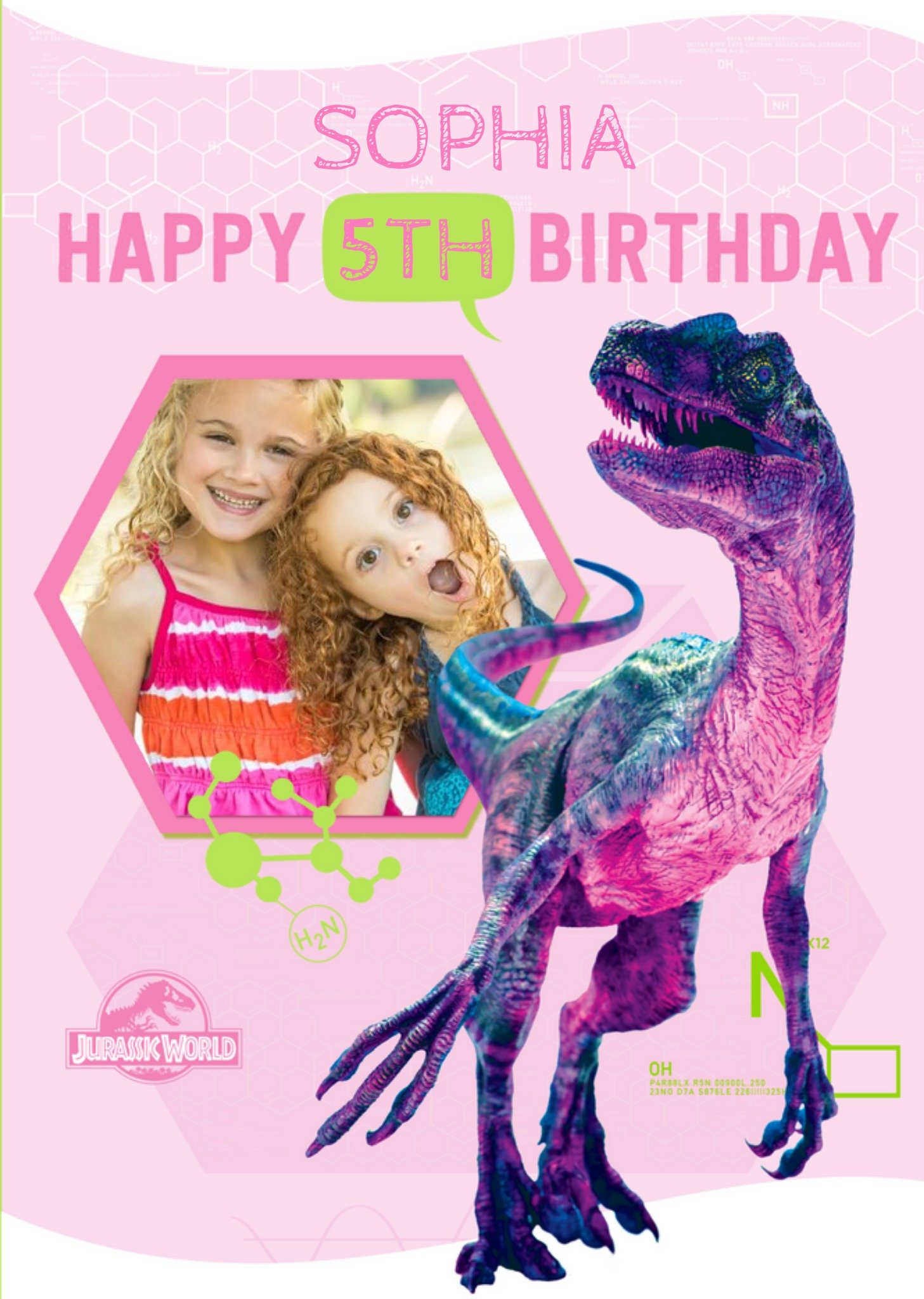 Jurassic World 5th Birthday Photo Upload Card, Large