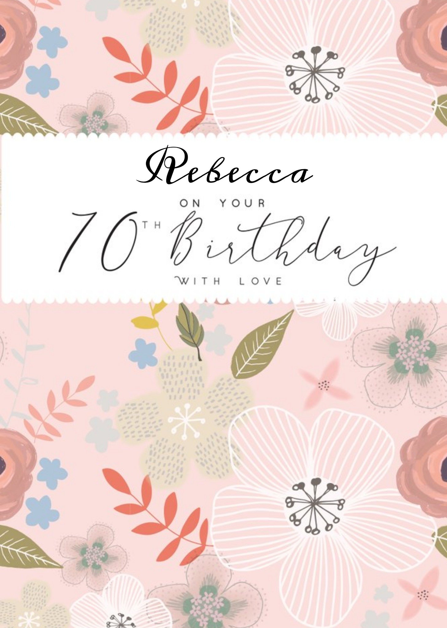 Moonpig Floral 70th Birthday Card, Large